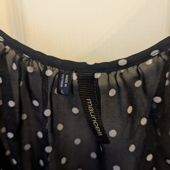 Maurices black and white polka dot top - L - Picture 5 of 5